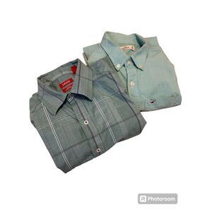 Bundle Aeropostale Izod green plaid medium long sleeve button up‎
